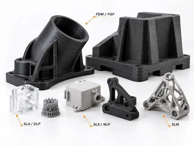 Reference comparison of parts produced with several additive manufacturing processes