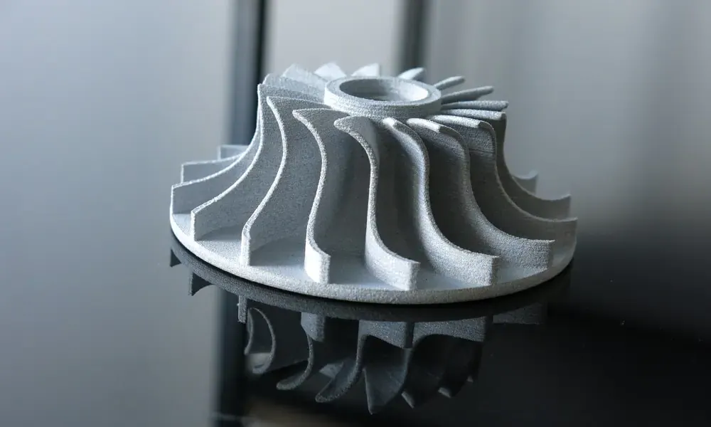 Complex impeller geometry shown as an additive manufacturing application reference