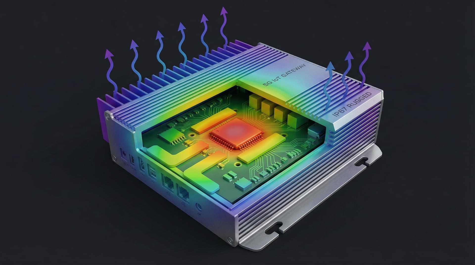 CFD thermal analysis of sealed electronics enclosure showing heat distribution