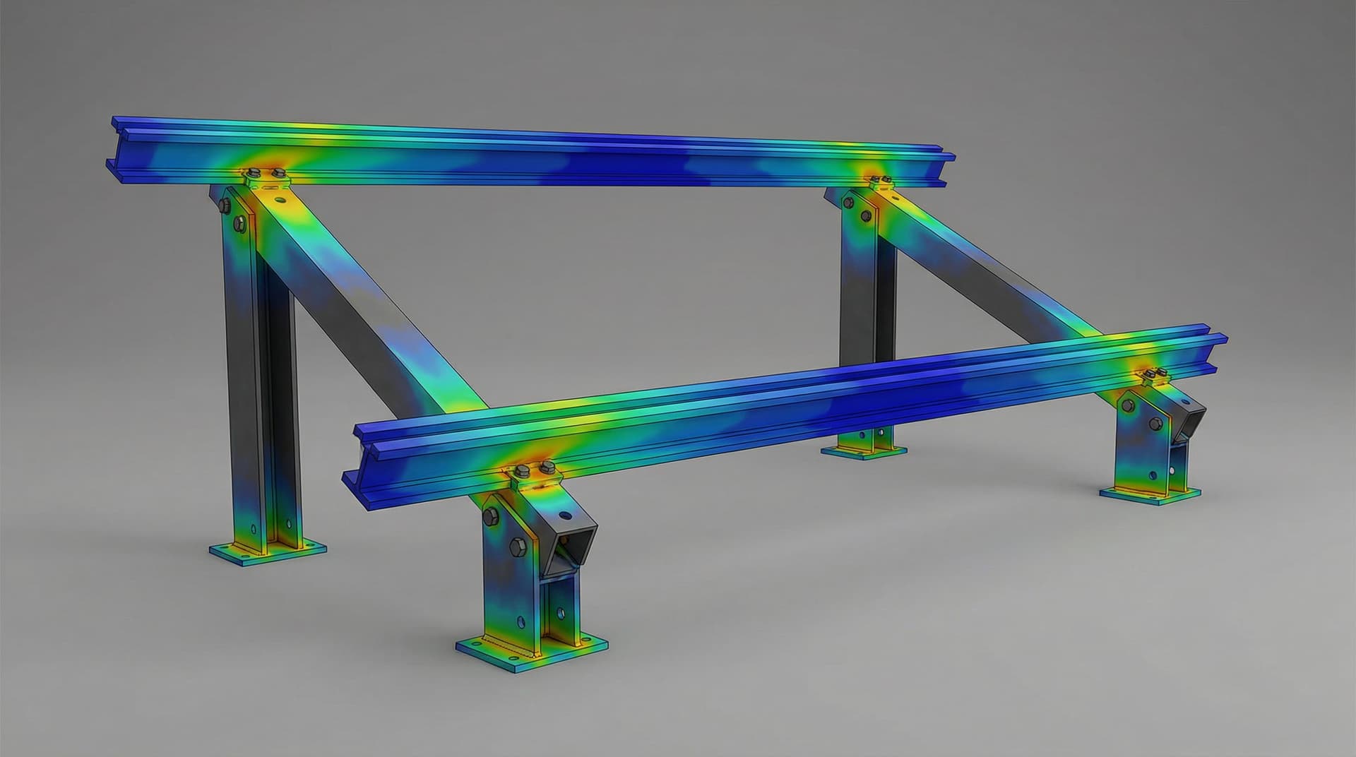 Finite element analysis stress distribution on solar mounting structure
