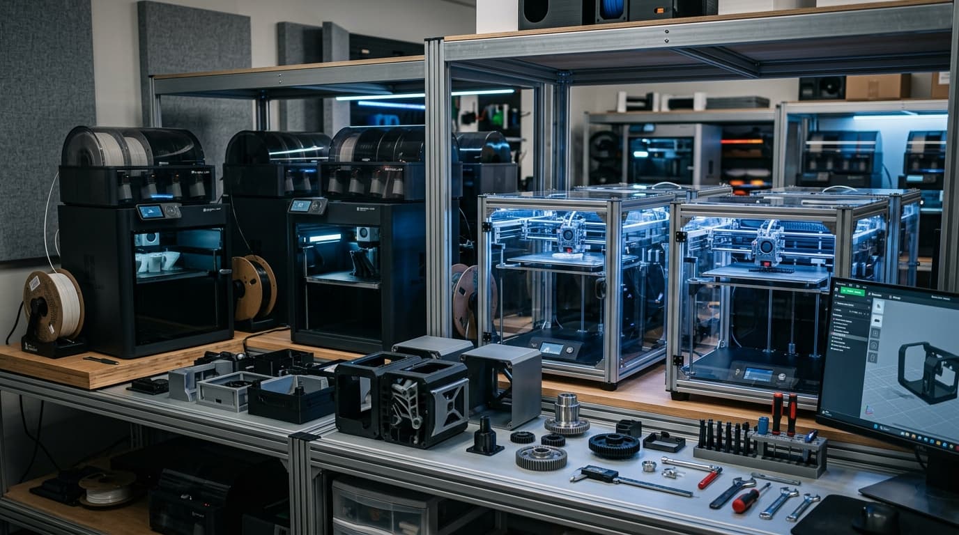 3D printing services in India — FDM and SLA print farm at YantriX studio in Surat