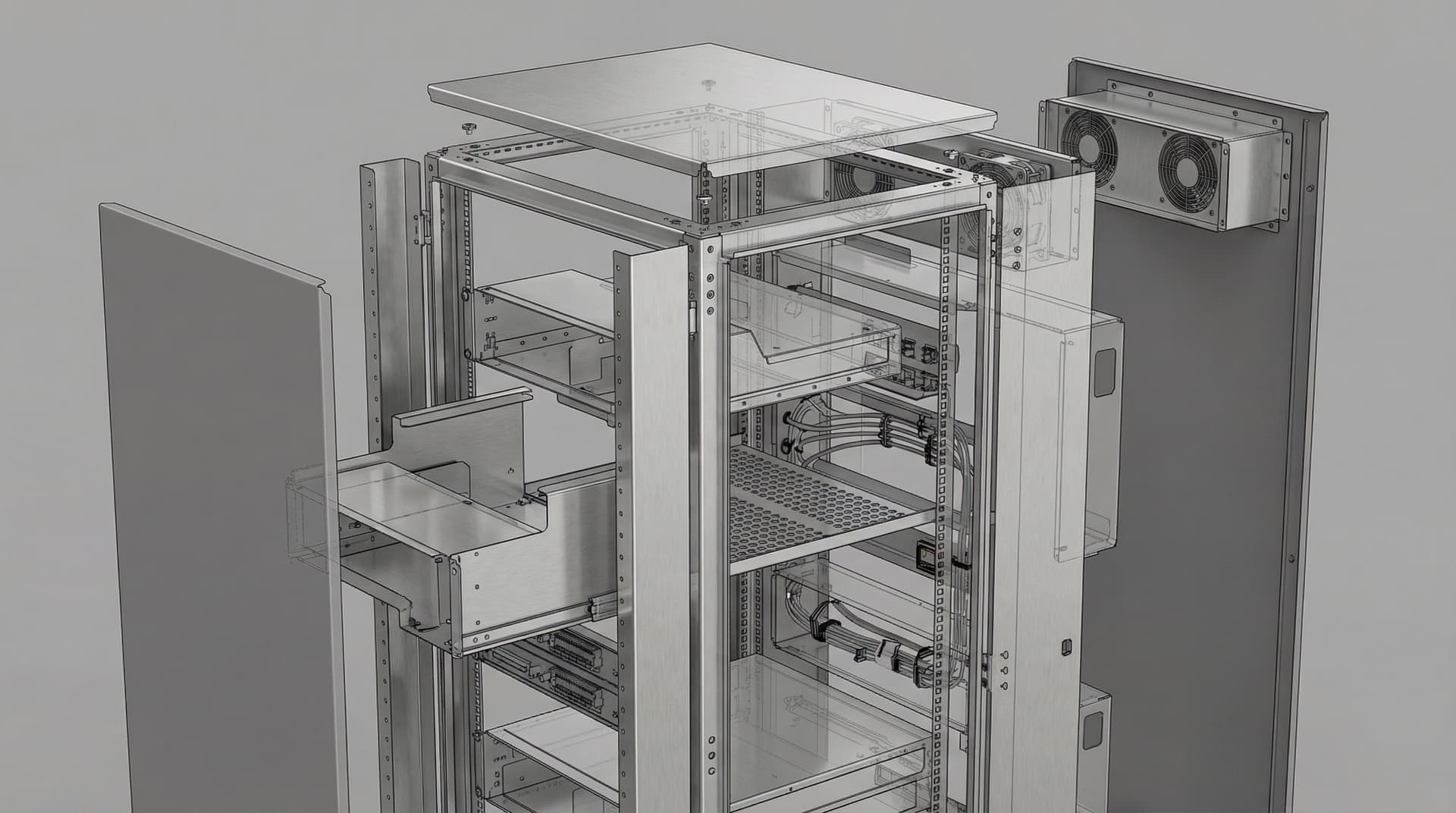 Sheet metal modular industrial server rack CAD model