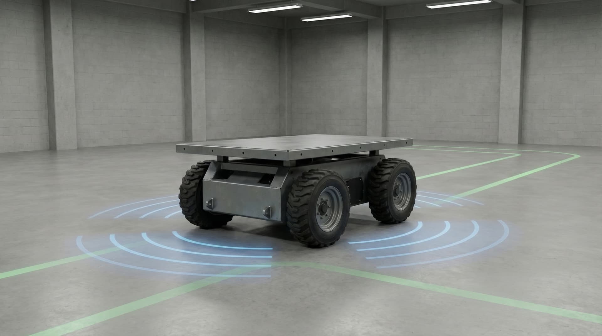 SolidWorks CAD model of the 80kg AMR skid-steer chassis